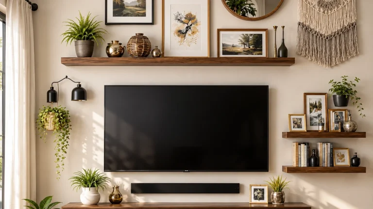 TV and shelves